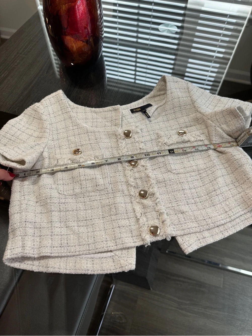 Maje Ecru Tweed Cropped Bustier Top - Picture 15 of 16